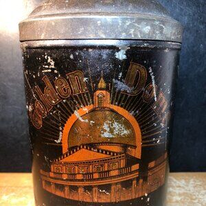 Vintage Golden Dome Domed Tea Tin W. S. Quinby Co. 1900 General Store